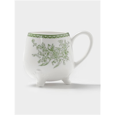 Чайная пара WY Bloomware, 2 предмета; чашка 220 мл, блюдце 15 см, фарфор, белая, зелёная