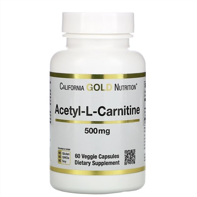 California Gold Nutrition, ацетил-L-карнитин, 500 мг, 60 растительных капсул
