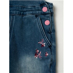 Полукомбинезон текстильный джинсовый утепленный флисом для девочек