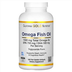 California Gold Nutrition, норвежский рыбий жир с омега-3, натуральный лимонный вкус, 180 капсул