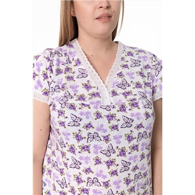 Сорочка хлопковая с кружевом и рукавом-крылышком М325419бс