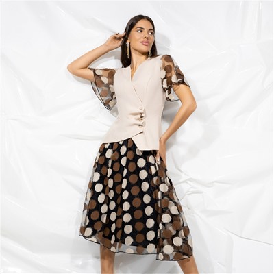 Костюм с юбкой с креативной застёжкой, Шаг к тебе (brown, 2 в 1)