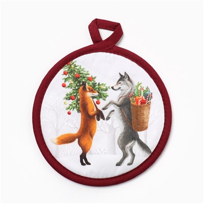 Прихватка Этель «Новый год» 17×17 см, 100% хлопок, саржа