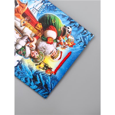 Пакет подарочный новогодний ламинированный, «Дед Мороз с подарками», 18×10×22.3 см