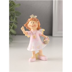 Фигурка полистоун «Принцесса-ангел в розовом платье с корзинкой цветов», 7×4×10 см