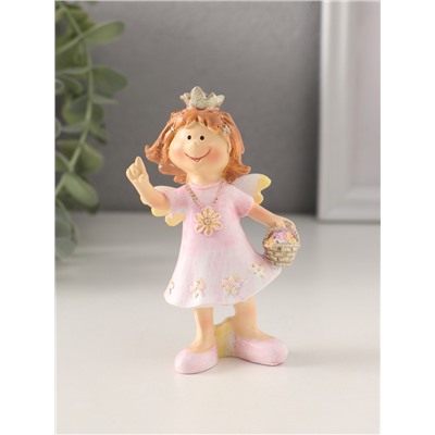 Фигурка полистоун «Принцесса-ангел в розовом платье с корзинкой цветов», 7×4×10 см