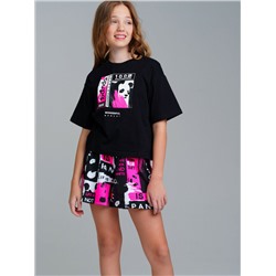 Комплект трикотажный для девочек: фуфайка (футболка), шорты