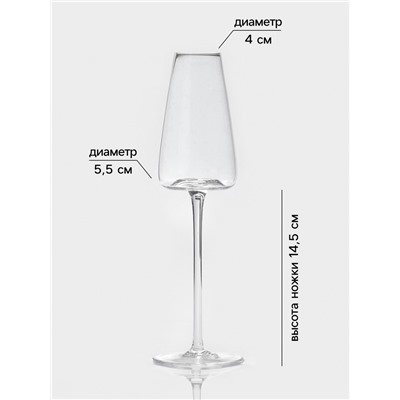 Бокалы для шампанского Magistro «Амьен», 250 мл, h=26 см, набор 2 шт., стекло, прозрачные