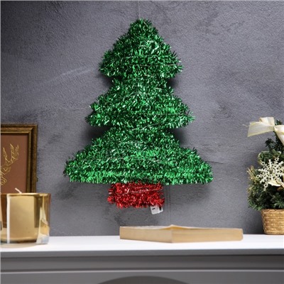 Светодиодная фигура из мишуры «Елочка зеленая» 36×28 см, 20 LED, батарейки AG10×3 (в комплекте), свечение тёплое белое