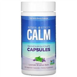 Natural Vitality, Calm, капсулы с глицинатом магния, с лавандой и мелиссой,120 вегетарианских капсул