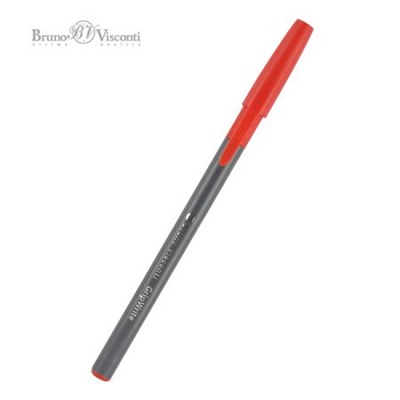 Ручка шариковая 0.7 мм "GripWrite Grey" красная одноразовая 20-0326/23 Bruno Visconti