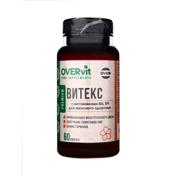 Витекс с витаминами В6, В9 OVERvit, для женского здоровья, 60 капсул