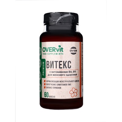Витекс с витаминами В6, В9 OVERvit, для женского здоровья, 60 капсул