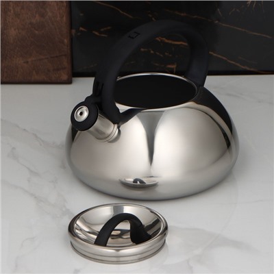 УЦЕНКА Чайник со свистком Доляна «Квант», 2.8 л, фиксированная ручка, цвет чёрный