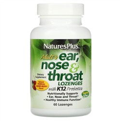 Nature's Plus, добавка для ушей, горла, носа, леденцы для взрослых, натуральная тропическая вишня, 60 леденцов