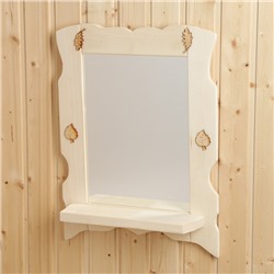 Зеркало для бани и сауны, настенное, с полкой, «Добропаровъ»