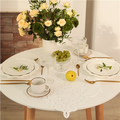 Дорожка на стол Этель ажурная, белая, 40×90 см, 100%п/э