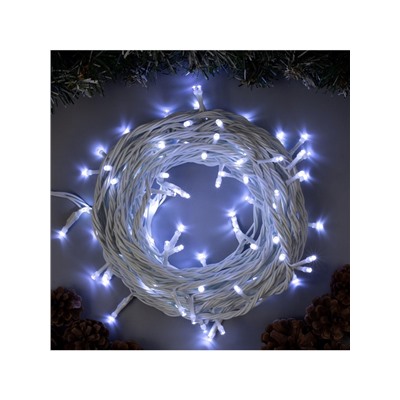 Гирлянда «Нить» 10 м, IP44, УМС, белая нить, 100 LED, свечение белое, 220 В