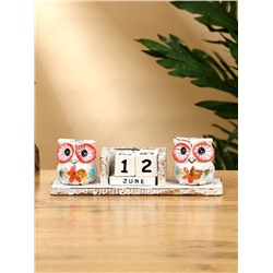 Календарь настольный «Совушки», 19×6×6 см, дерево, белый