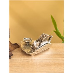 Подставка под благовония «Ганеша на листе», 12.5×10×6.7 см, алюминий