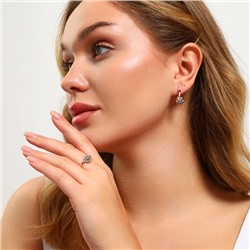 Комплект ювелирной бижутерии коллекция "Дубай" серьги и кольцо 17 р, покрытие позолота, вставка: фианиты, цвет: фиолетовый, арт.213.973-17