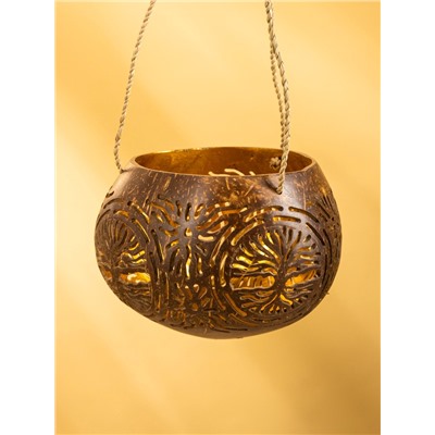 Подсвечник подвесной из кокоса, 9-12 см, коричневый