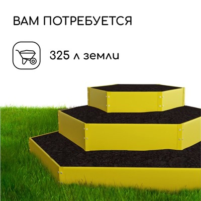 Клумба оцинкованная, 3 яруса, d=60–100–140 см, высота бортика 45 см, жёлтая, Greengo