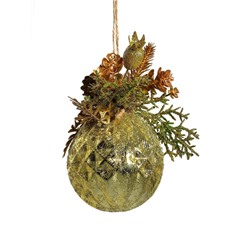 Ёлочный шар «Валенсия», новогодний, d=8 см, грани шишка ягоды, золото