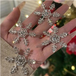 Заколка для волос металлическая "Снежинка" со стразами, 5*4,3 см.