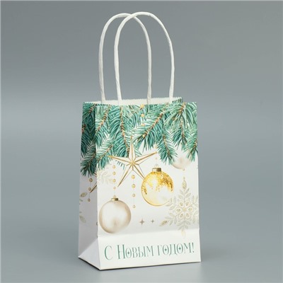 Пакет подарочный новогодний крафтовый «Роскошь Нового года», 15×10×6 см