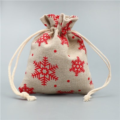 Мешочек подарочный холща «Новогодние ожидания», снежинки, холща, 10×12 см ± 1.5 см