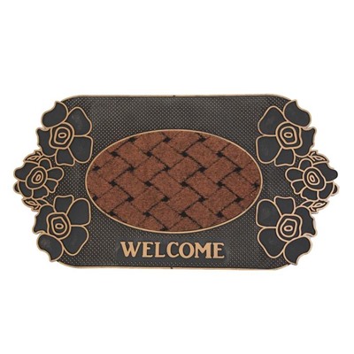Коврик придверный Доляна «Welcome цветы», 40×70 см, цвет МИКС
