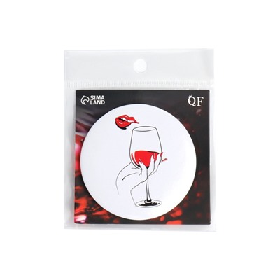 Зеркало карманное WINE NOT, d=7.5 см, рисунок МИКС