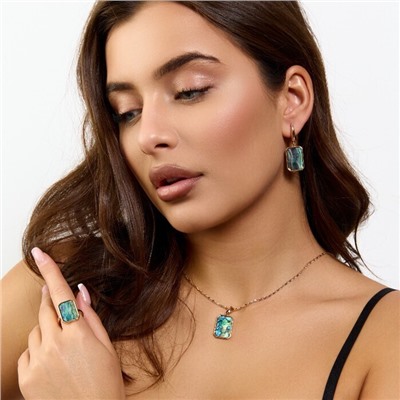 Комплект ювелирной бижутерии коллекция "Дубай" серьги, кулон и кольцо 20 р, покрытие позолота, вставка: натуральный перламутр, арт.414.269-20