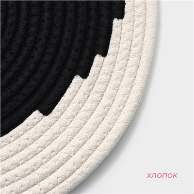 Салфетка сервировочная на стол Доляна «Гипноз», d=38 см, чёрно-белая