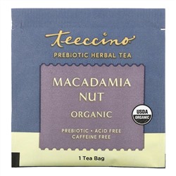 Teeccino, Prebiotic Herbal Tea, Organic Macadamia Nut, Caffeine Free, 10 Tea Bags, 2.12 oz (60 g)