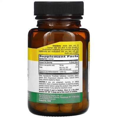Country Life, Methyl B12, Berry, 3,000 mcg, 120 Lozenges