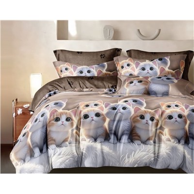 Постельное белье поплин эксклюзив на молнии - Котейки