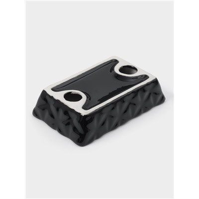 Набор аксессуаров для ванной комнаты «Ромбы», 4 предмета, дозатор 230 мл, мыльница, 2 стакана, чёрный