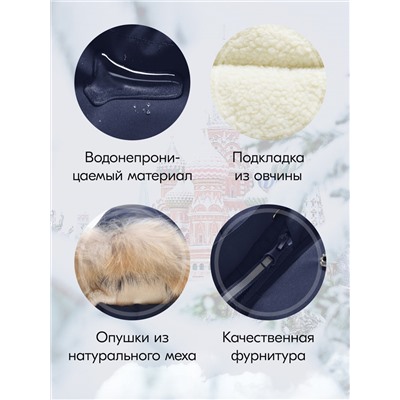 Куртка парка зимняя детская подростковая для мальчика с капюшоном и мехом темно-синего цвета 9441TS