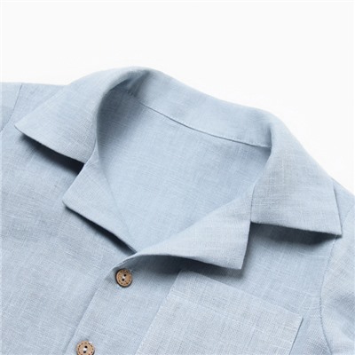 Рубашка для мальчика «Крошка Я» Linen, рост 92-98 см, голубая