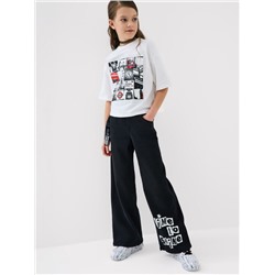 Брюки текстильные джинсовые для девочек