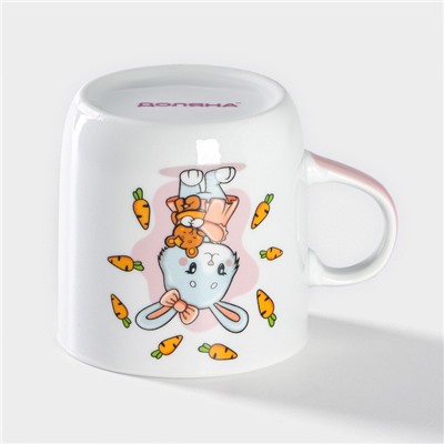 Кружка Доляна «Лапочка зайка», 230 мл, керамика, белая