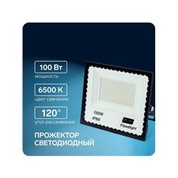 Прожектор светодиодный, 100 Вт, 7700 Лм, 6500К, IP66,  220V