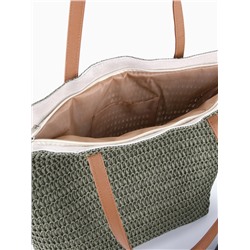 Сумка пляжная на молнии, на подкладке, 47×14×35 см, однотонная, зелёная