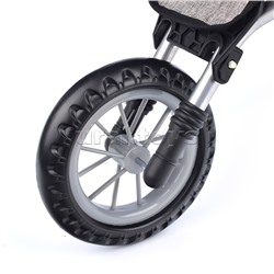 Коляска для кукол, металлическая, складная, прогулочная с козырьком, с  корзиной, большие передние колеса, цвет красно-коричневый