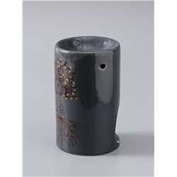 УЦЕНКА Аромалампа для эфирных масел керамика «Фокус на себя», серая с золотом, 7.2×7.2×11.6 см