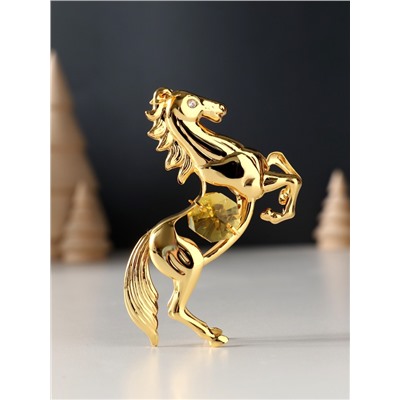 Фигурка металл «Лошадь» с 2 жёлтыми хрусталиками, 5.5×2×8 см