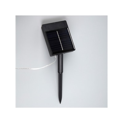 Гирлянда «Занавес», 2×1.5 м, уличная, IP44, 280 LED, 8 режимов, солнечная батарея, прозрачная нить, свечение тёплое белое