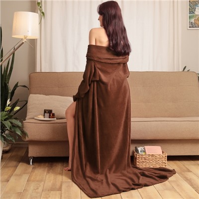 Плед с рукавами «Этель», 150×200 см, шоколадный, корал-флис, 220 г/м²